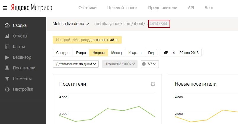 Где узнать номер счетчика для Яндекс.Метрики