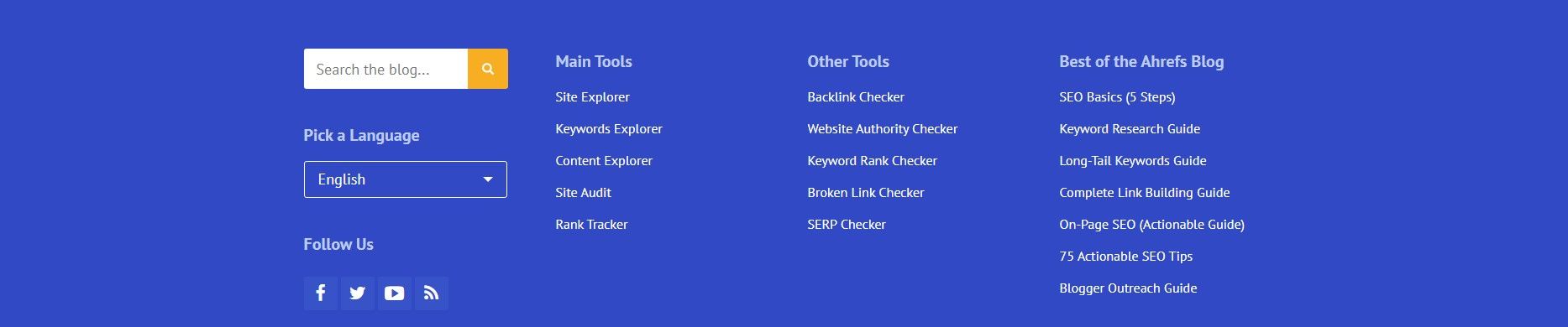 Популярные публикации в подвале на примере ahrefs.com/blog/